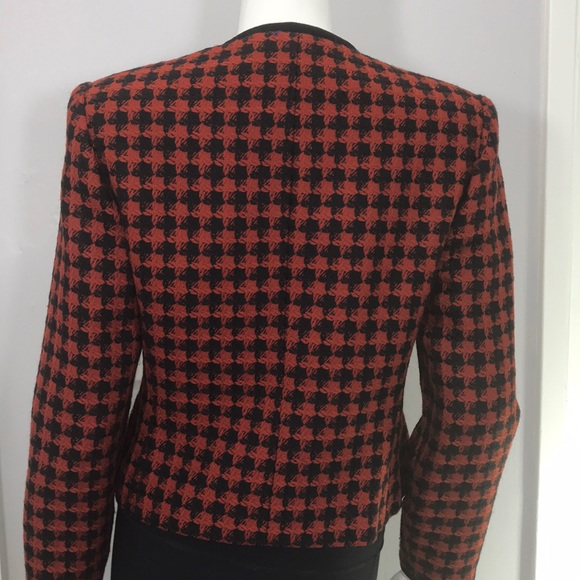 Kasper tweed red black houndstooth jacket blazer - Picture 3 of 7